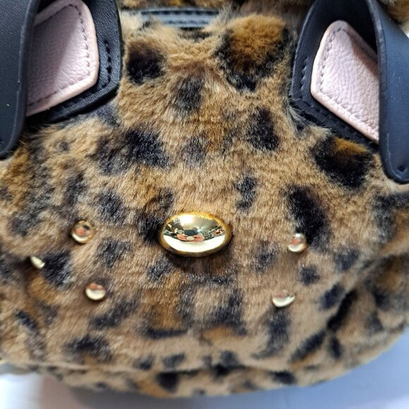 Betsey Johnson Mini Kitsch Faux Fur Cat Leopard Backpack Crossbody & Earbud Case - Picture 16 of 16